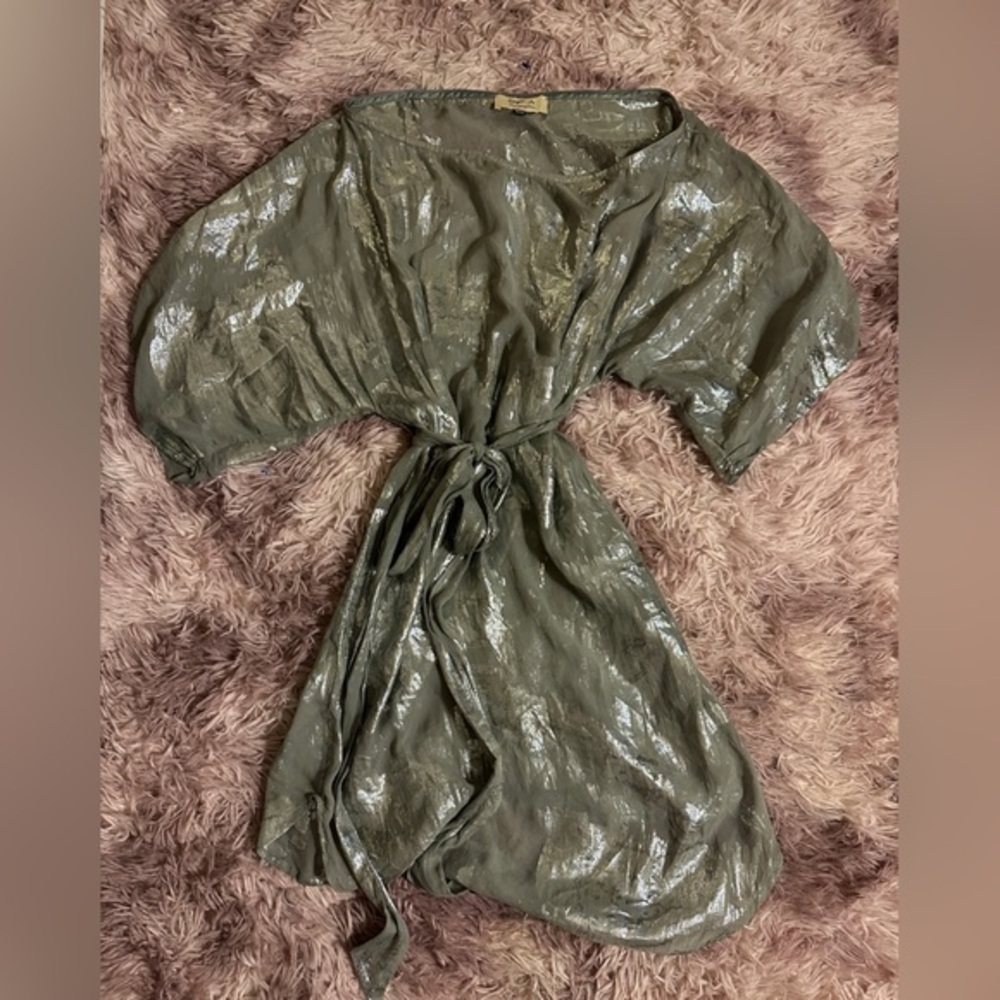 Sigal A Los Angeles Silver Silk Beach Pool Coverup Dress Size Small Medium